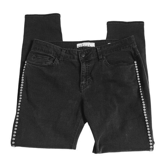 Velvet by Graham & Spencer Coal Black Studded Milla Jeans Size 28 - Picture 2 of 11